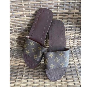 Custom made slides with Authentic Louis Vuitton Canvas